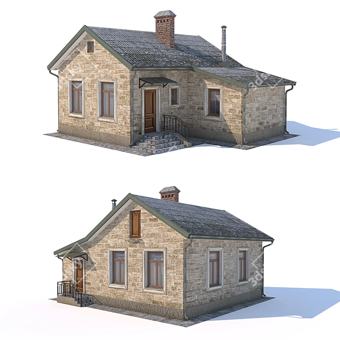 Title: Vintage Single-Story Homes 3D model image 5