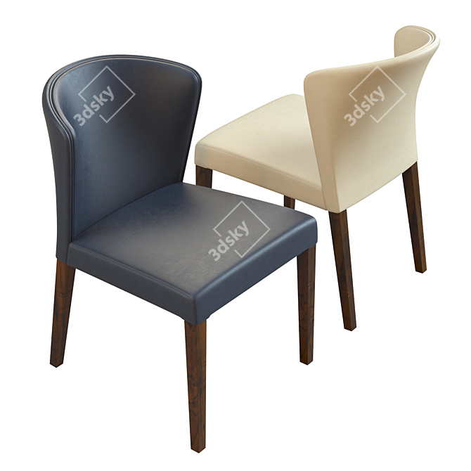 Modern Grey Leather Dining Chair 3D model image 3