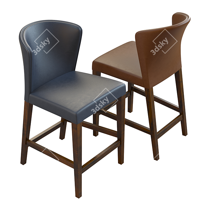 Modern Leather Counter Stool 3D model image 3