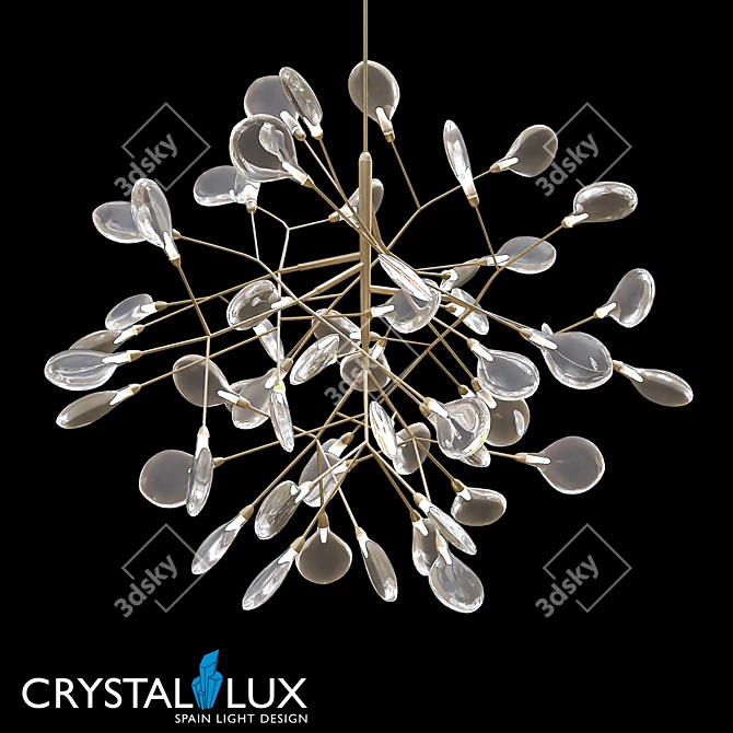 Title: Evita SP36 Gold Pendant Chandelier 3D model image 1