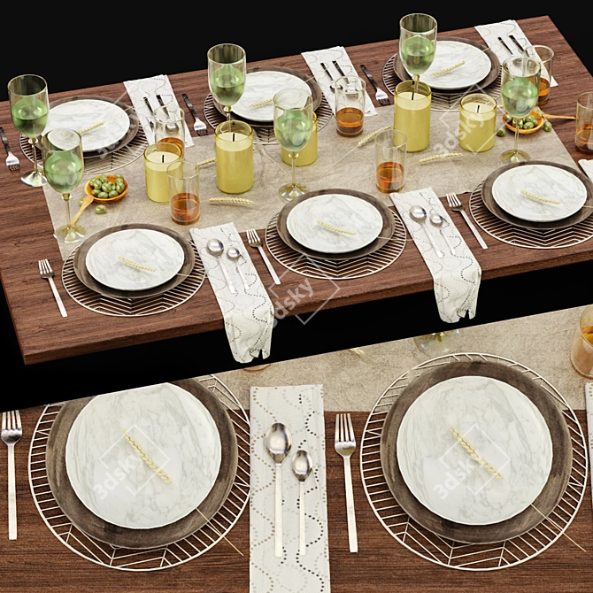 Stylish Tableware Set: OBJ/3DS with Turbosmooth 3D model image 2