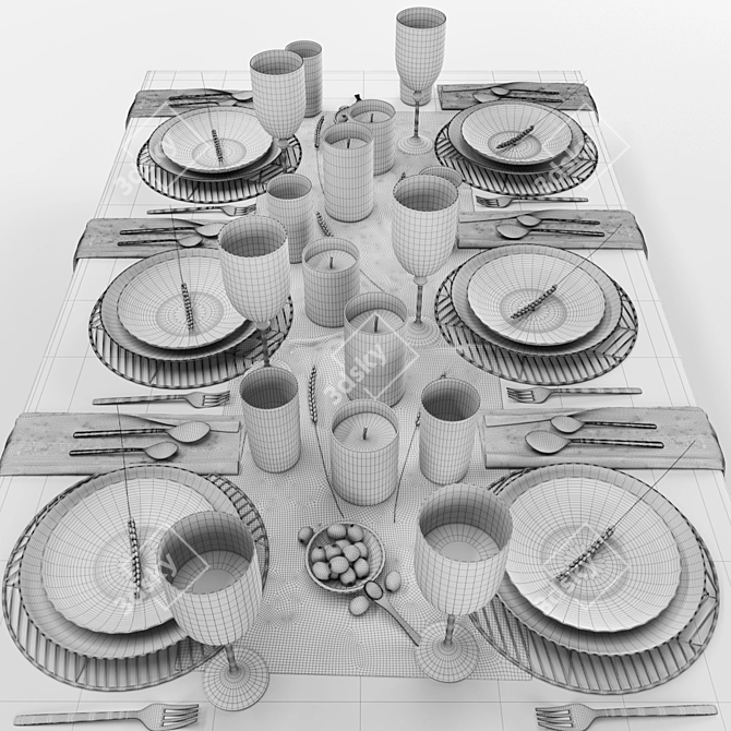 Stylish Tableware Set: OBJ/3DS with Turbosmooth 3D model image 4