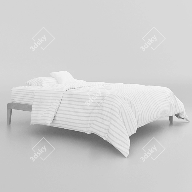 Minimalist Cotton Jersey Linen Bed 3D model image 9