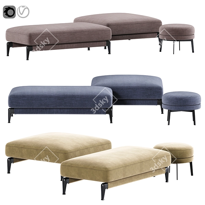 Cozy Comfort Ottoman 3D model image 1