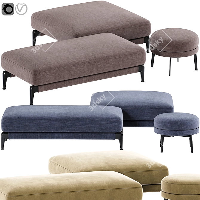 Cozy Comfort Ottoman 3D model image 2