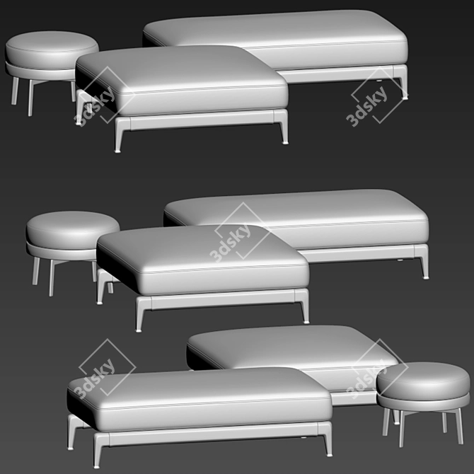 Cozy Comfort Ottoman 3D model image 3