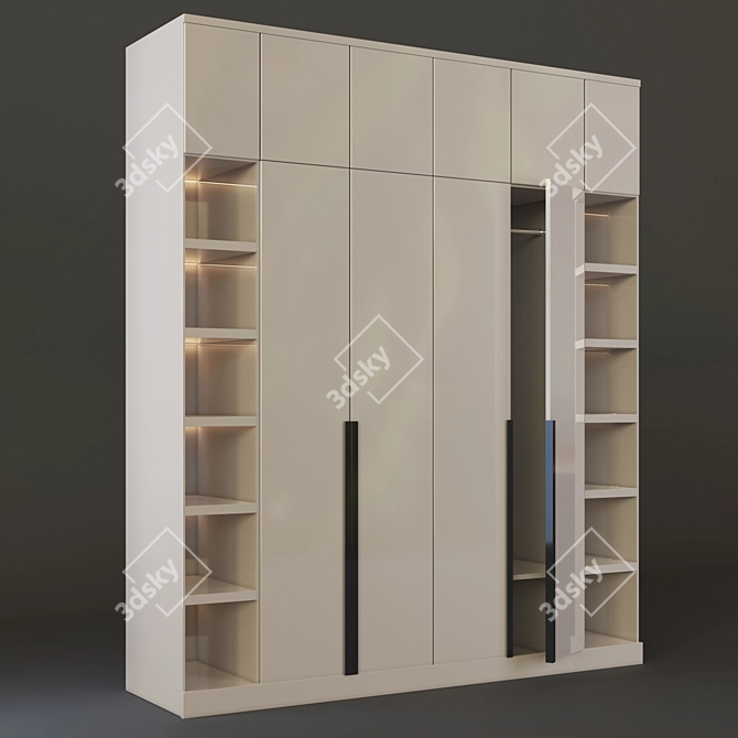 Elegant Tall Wardrobe 3D model image 1