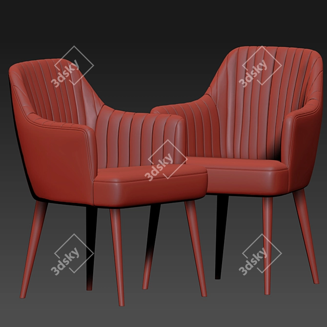 Sleek Strip Dining Chair 3D model image 3