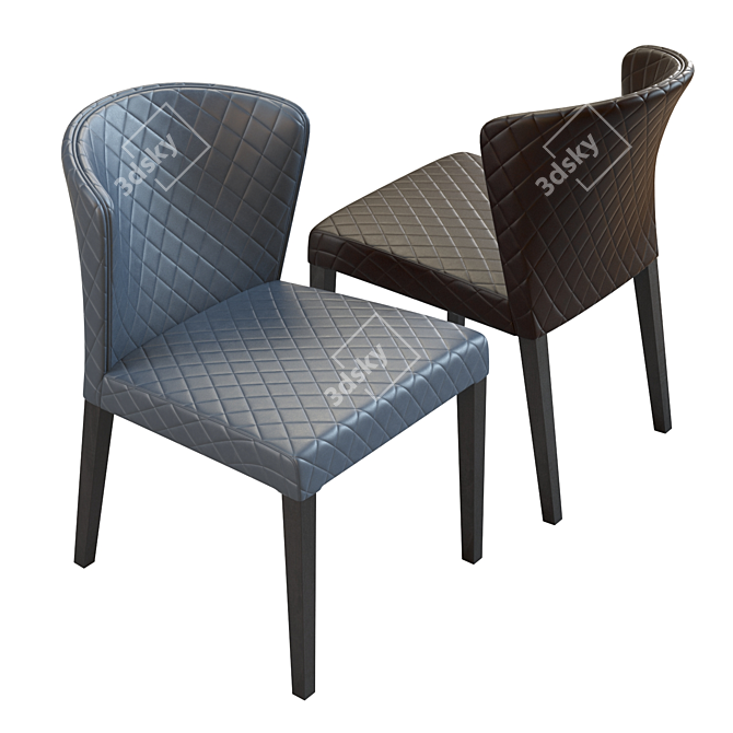 Luxurious Quilted Dining Chair 3D model image 4