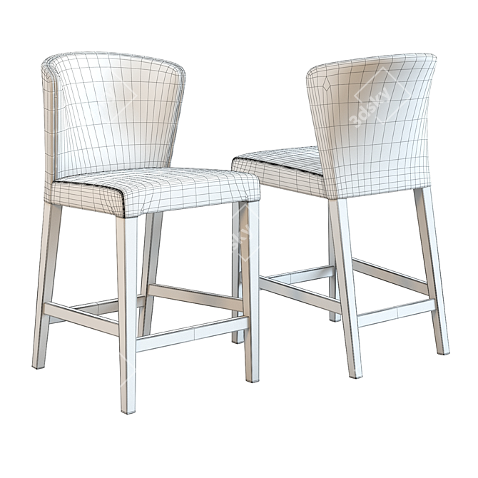 Quilted Leather Counter Stool: Elegant and Stylish 3D model image 2