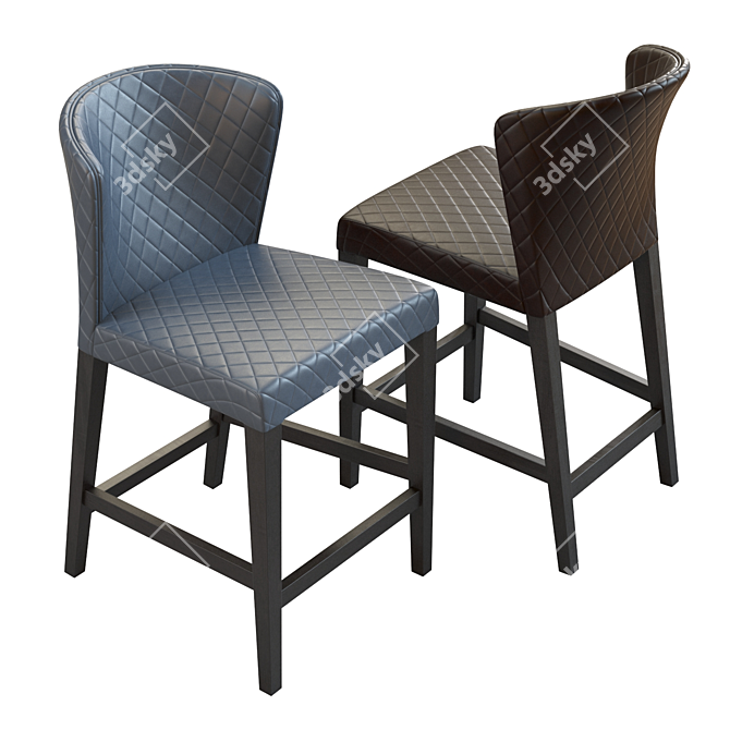 Quilted Leather Counter Stool: Elegant and Stylish 3D model image 4