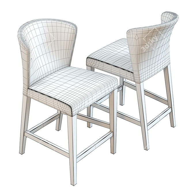 Quilted Leather Counter Stool: Elegant and Stylish 3D model image 5