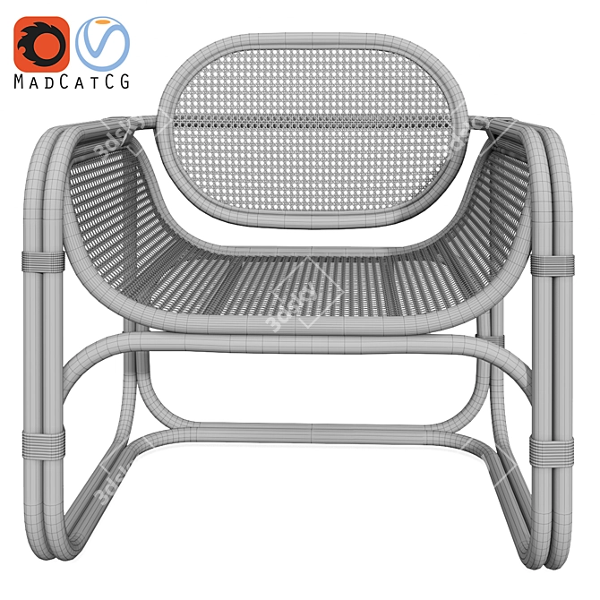 Tropical Rattan Wicker Chair 3D model image 2