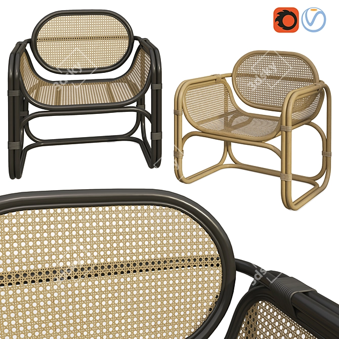 Tropical Rattan Wicker Chair 3D model image 5