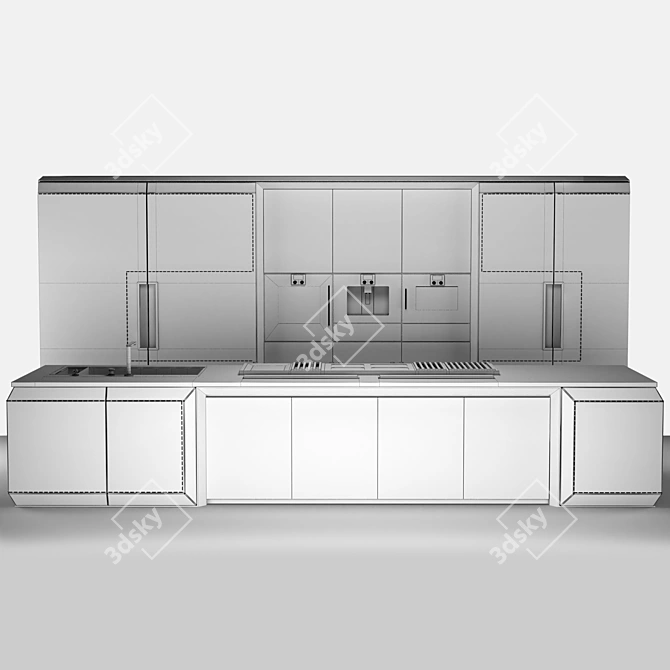 Sleek and Contemporary Kitchen 3D model image 4