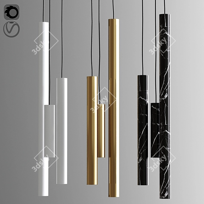 Minimalist Tube Pendant Light 3D model image 1