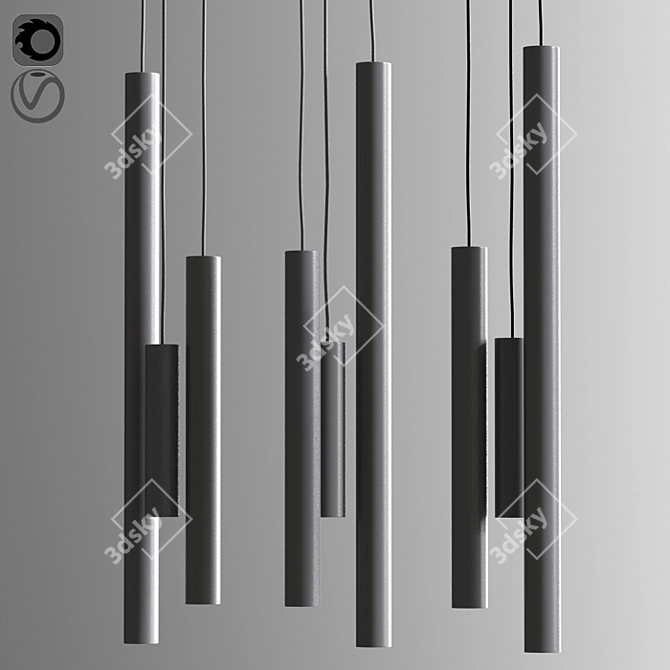 Minimalist Tube Pendant Light 3D model image 2