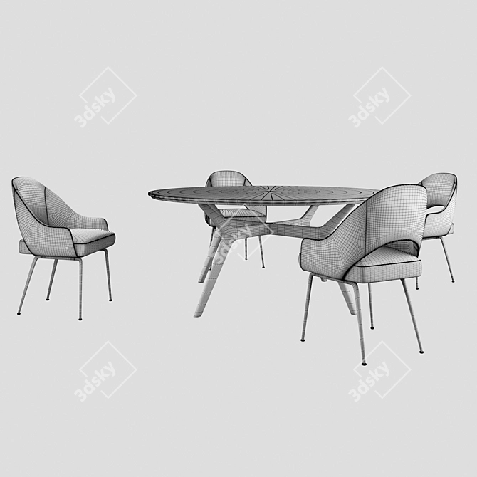 Elegant Zoe 170 Table Set 3D model image 4