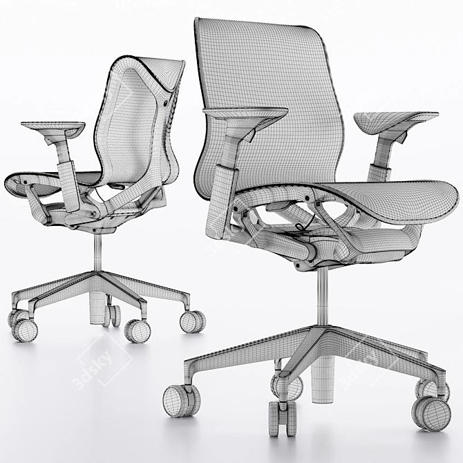 Ergonomic Low-Back Cosm Chair 3D model image 4