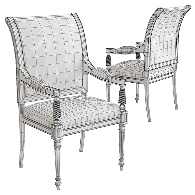 Elegant Regency Armchair 3D model image 2