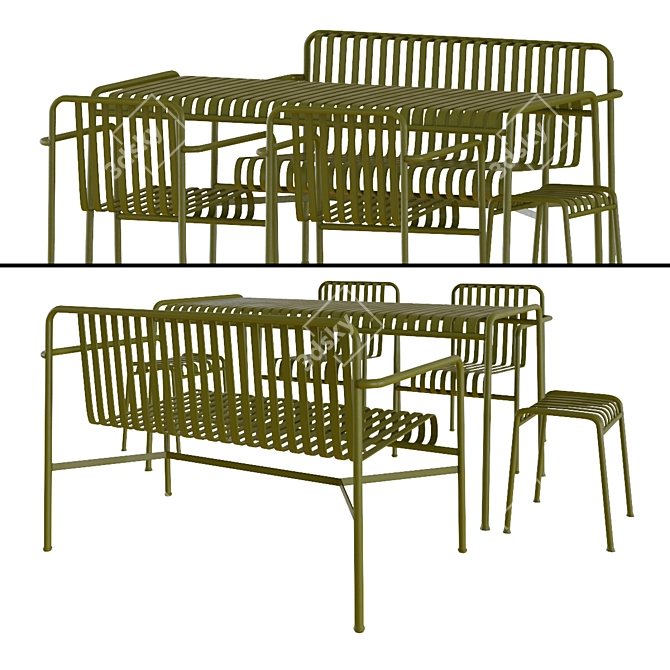 Modern Outdoor Dining Set 3D model image 2