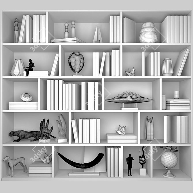 Modern Shelf Decor: Books & More 3D model image 2