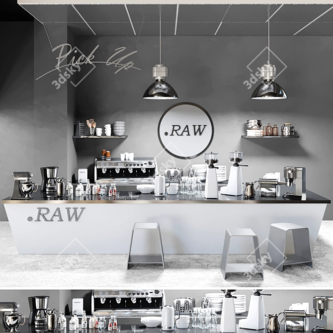 Sleek Coffee Shop Setup: Coffee, Appliances, Bar 3D model image 1