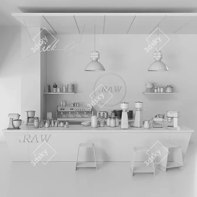 Sleek Coffee Shop Setup: Coffee, Appliances, Bar 3D model image 2