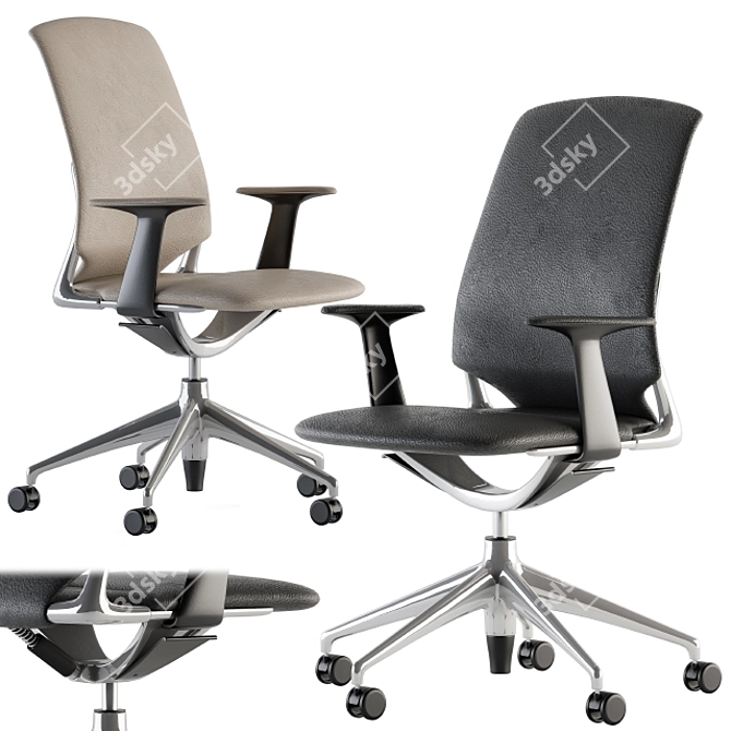 Elegant Leather Office Chair 3D model image 2