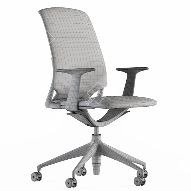 Elegant Leather Office Chair 3D model image 5