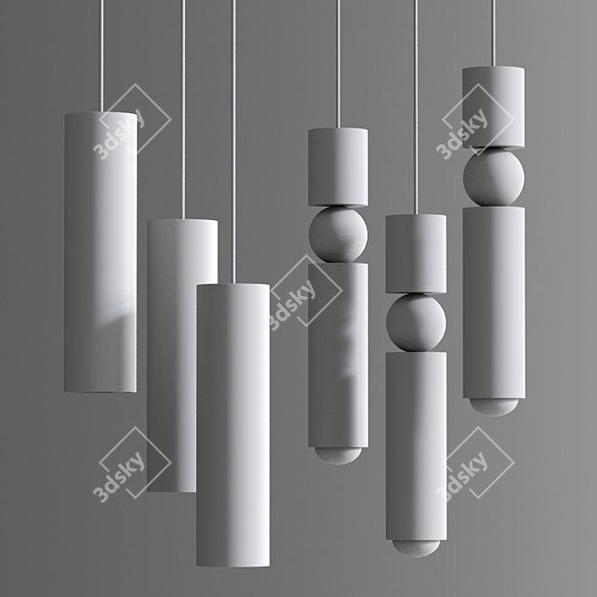 Marble Fulcrum Chandelier: Exquisite Light Fixture 3D model image 2