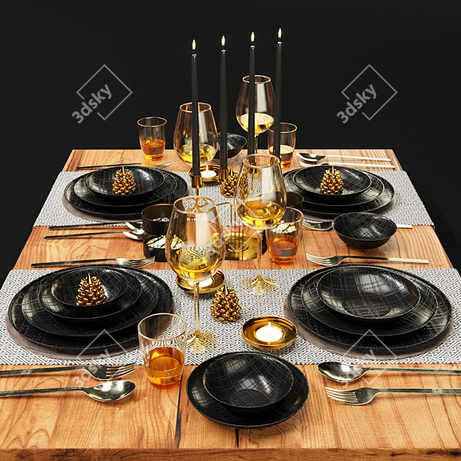 Elegant Tableware Set 015 3D model image 1