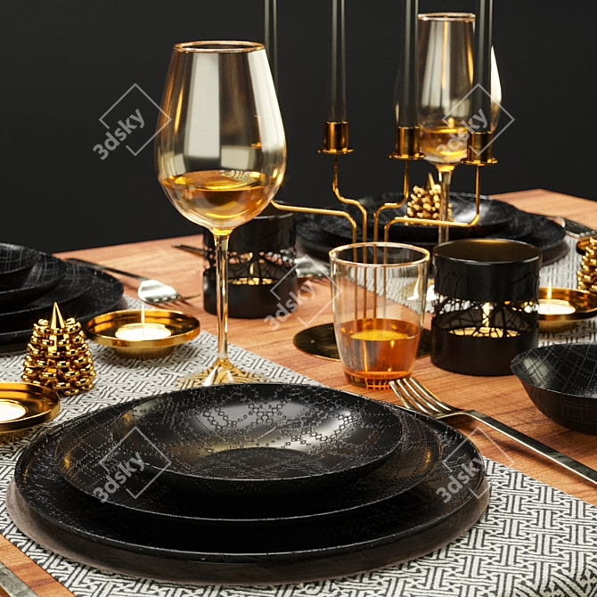 Elegant Tableware Set 015 3D model image 2