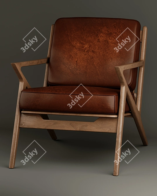 Sleek Leather Armchair 3D model image 2