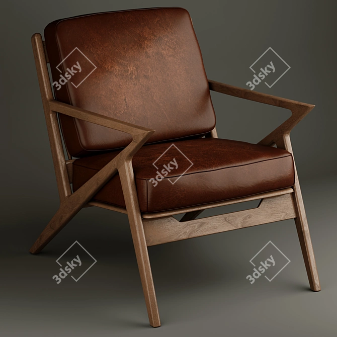 Sleek Leather Armchair 3D model image 3