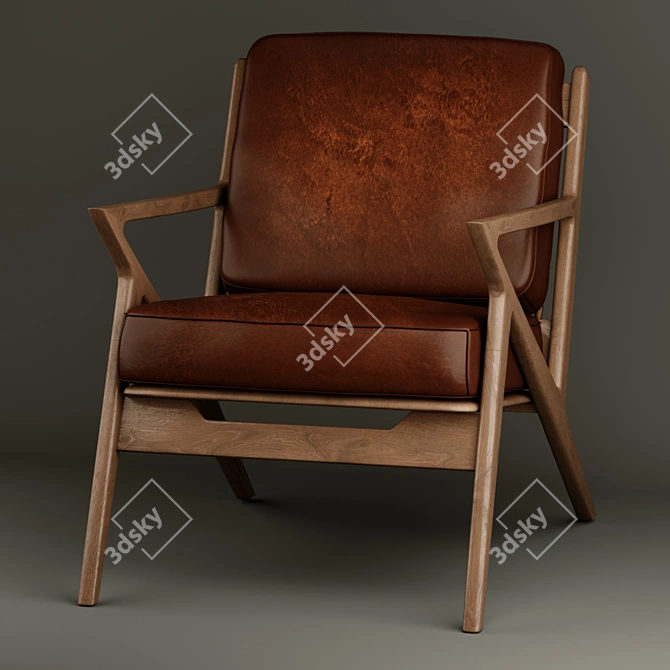 Sleek Leather Armchair 3D model image 4