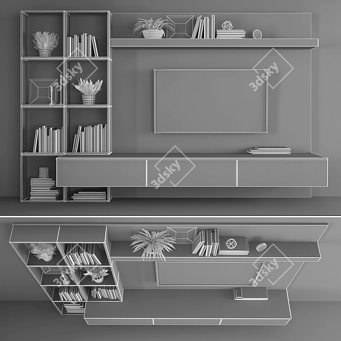 Sleek TV Stand Set 084 3D model image 2