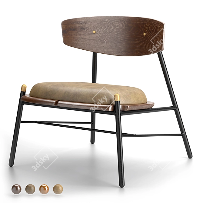 Kink Lounge Chair: Curved Elegance 3D model image 1