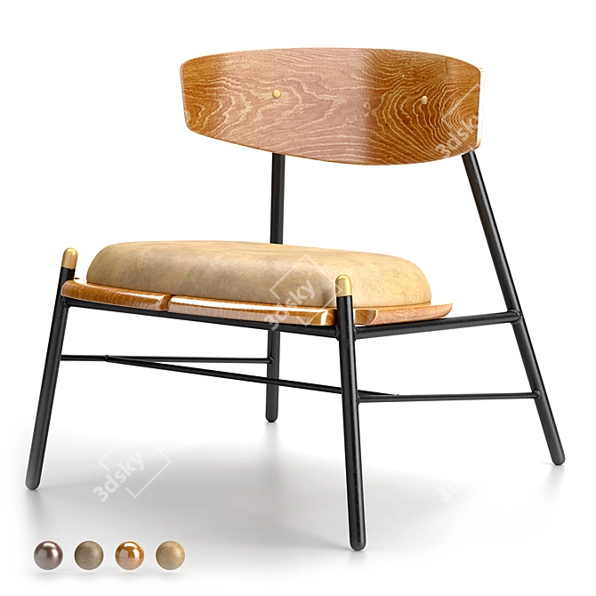 Kink Lounge Chair: Curved Elegance 3D model image 3