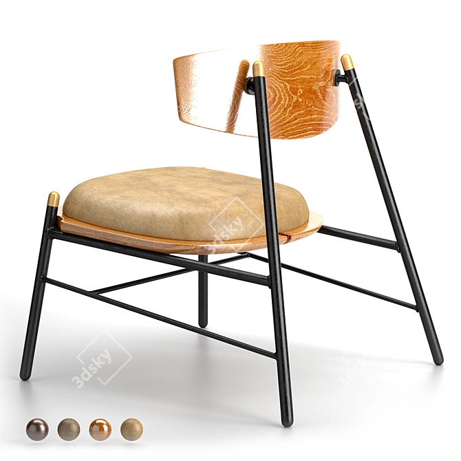 Kink Lounge Chair: Curved Elegance 3D model image 4