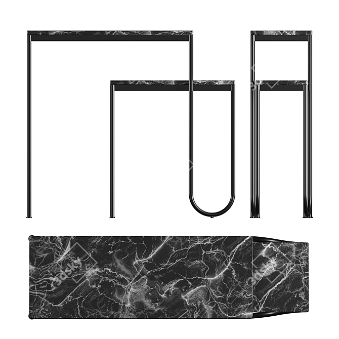 Elegant Marble Console Table 3D model image 2