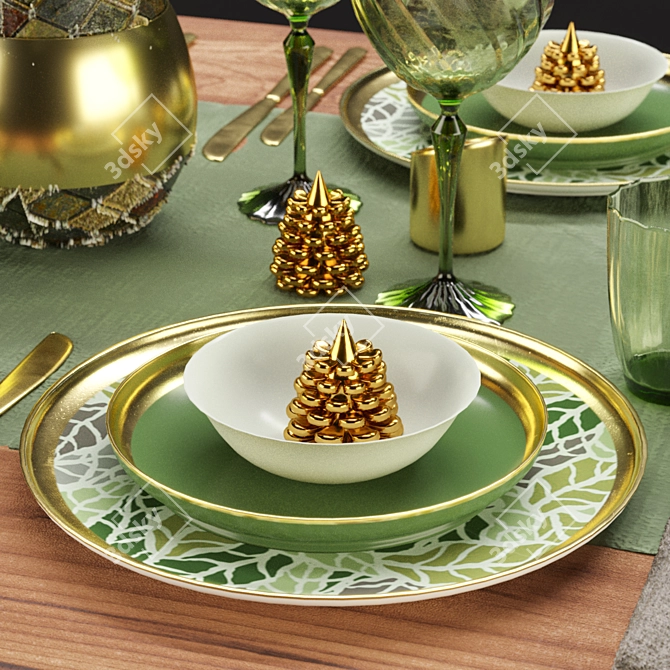 Elegant Tableware Set 016 3D model image 3