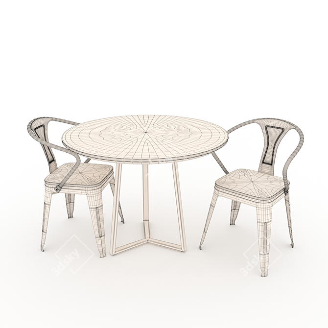 Industrial Chic Table and Chair 3D model image 2