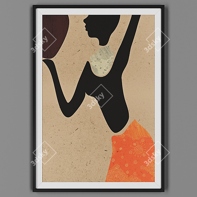 Black Framed Artwork 3D model image 1