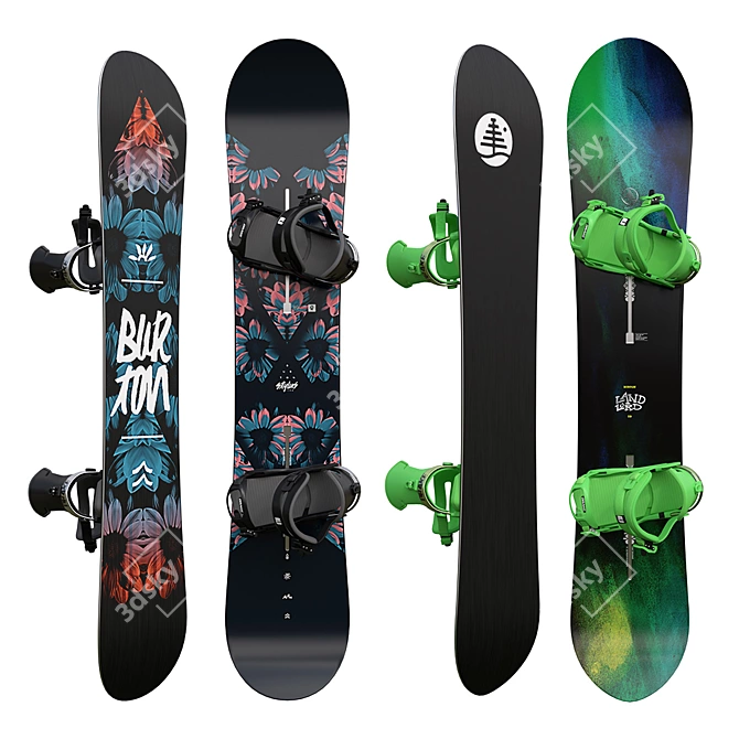 Burton Snowboards with Drake Reload Bindings 3D model image 1