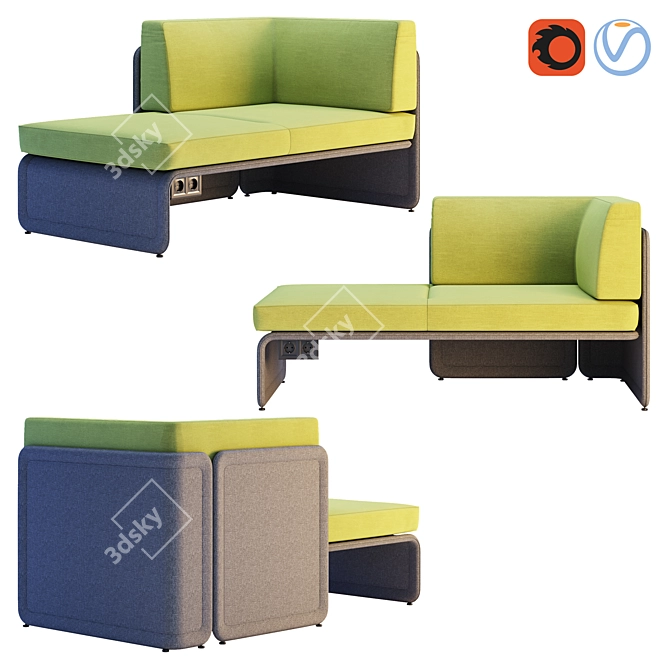 Coalesse Lagunitas Corner Sofa 3D model image 2