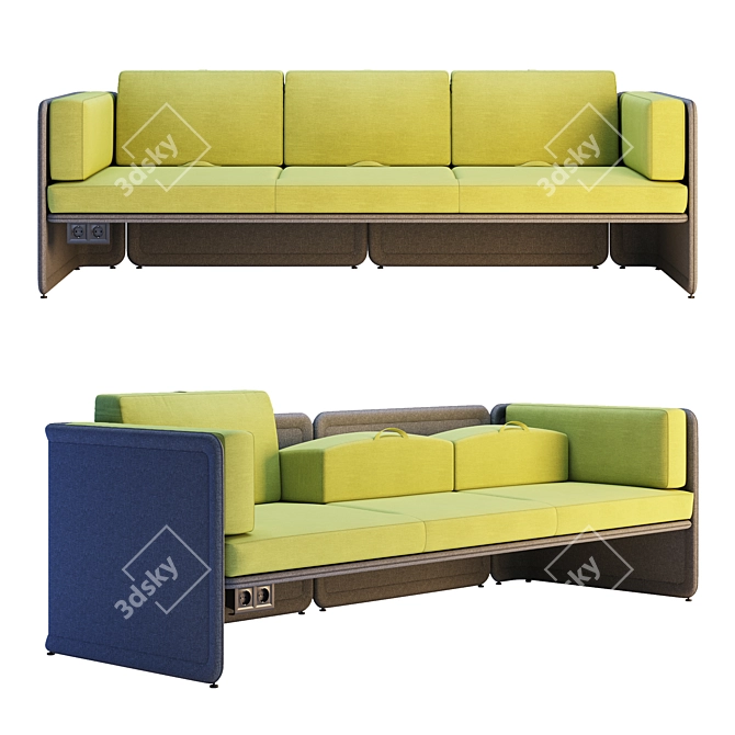 Coalesse Lagunitas Lounge System Sofa 3D model image 2