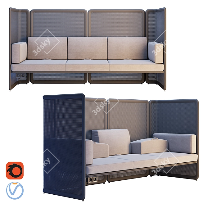 Coalesse Lagunitas Lounge System Sofa 3D model image 6