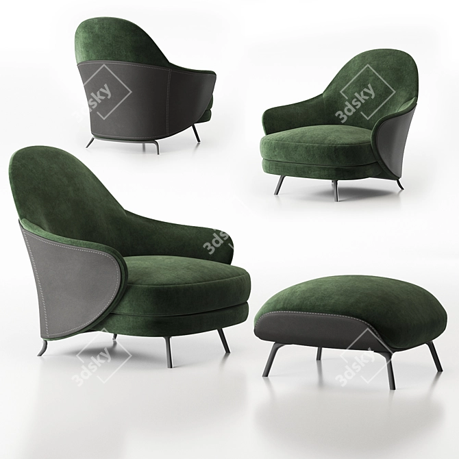 Minotti Angie Armchair: Luxury and Comfort Combined 3D model image 1