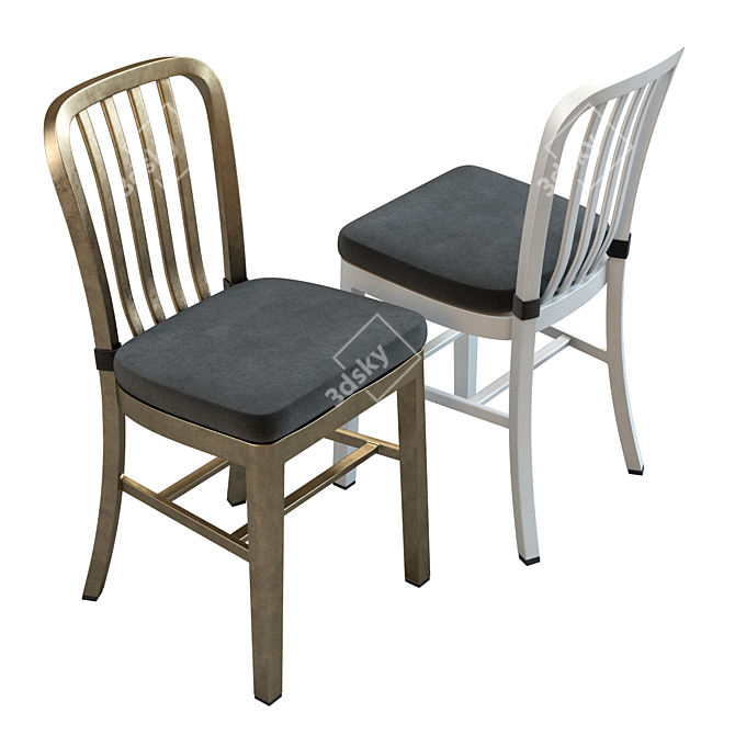 Sleek Aluminum Delta Dining Chair 3D model image 2